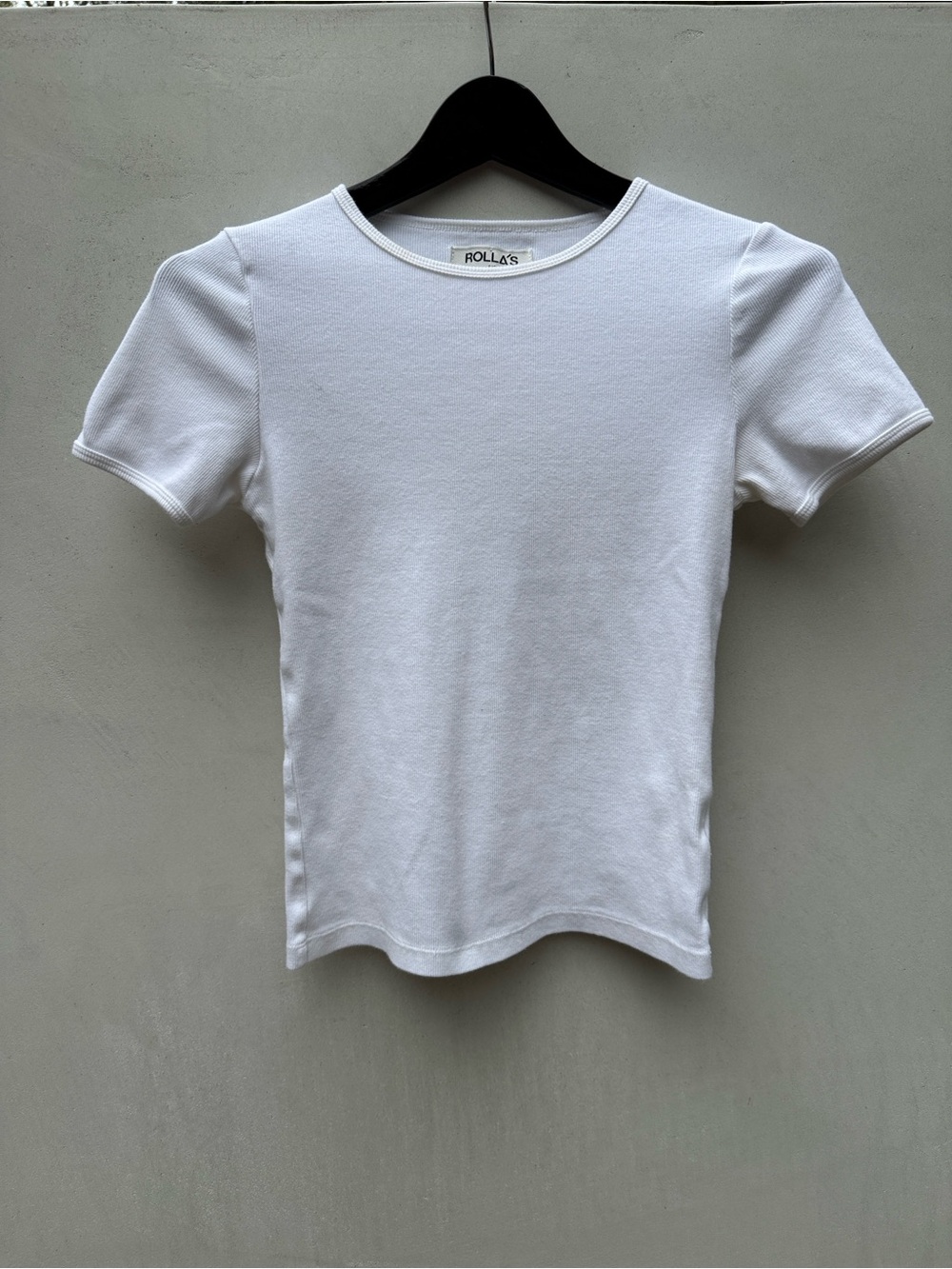 ROLLA’S White Ribbed Crewneck Fitted T-Shirt Small